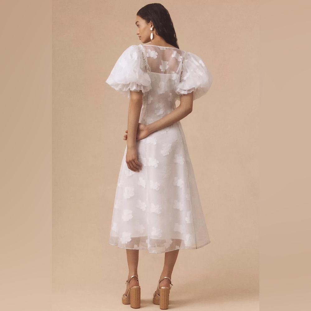 NWT Puff-Sleeve Sheer Midi Dress - Size M - Picture 2 of 7